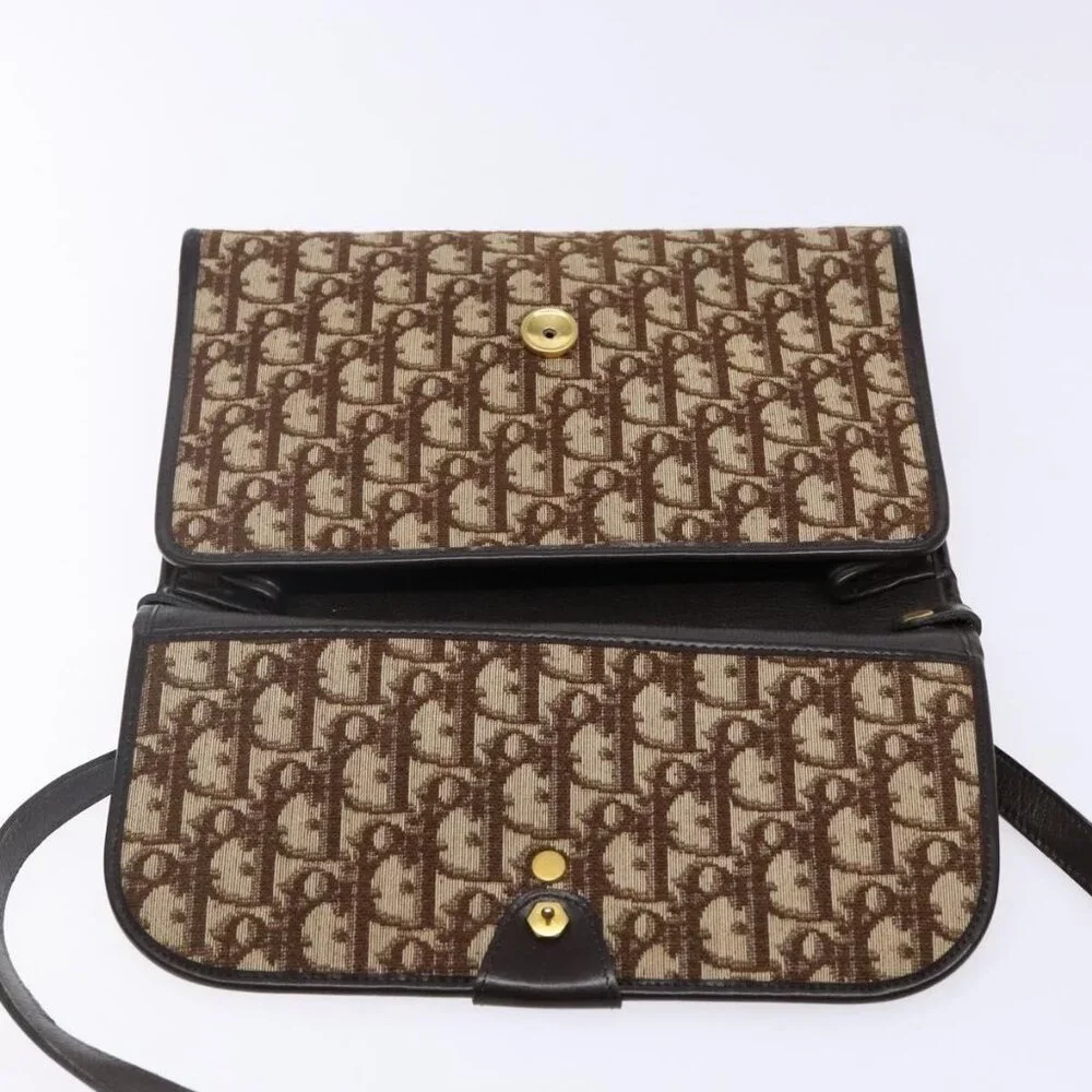 Authentic Christian Dior Trotter Canvas Shoulder Bag Brown Gold - Picture 16 of 16